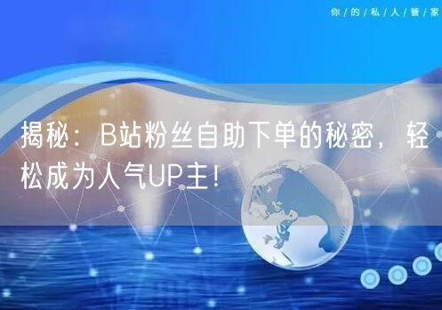 揭秘：B站粉丝自助下单的秘密，轻松成为人气UP主！