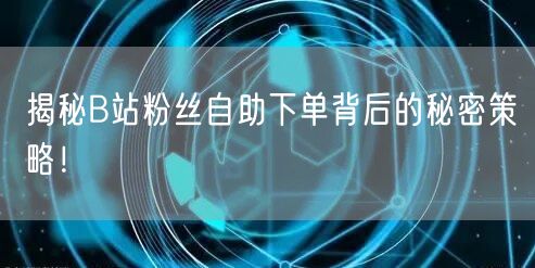 揭秘B站粉丝自助下单背后的秘密策略！