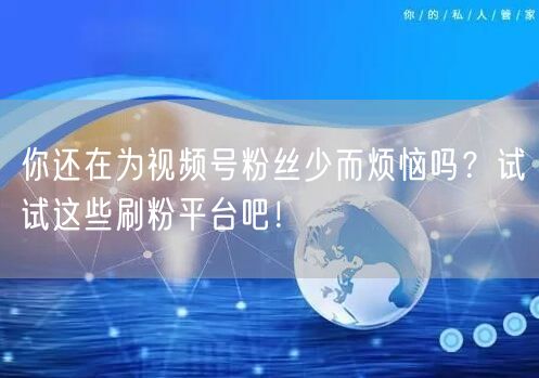 你还在为视频号粉丝少而烦恼吗？试试这些刷粉平台吧！