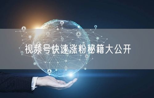 视频号快速涨粉秘籍大公开