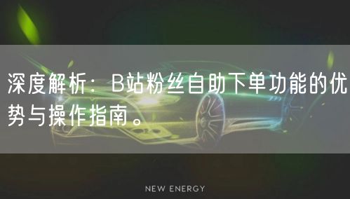 深度解析：B站粉丝自助下单功能的优势与操作指南。