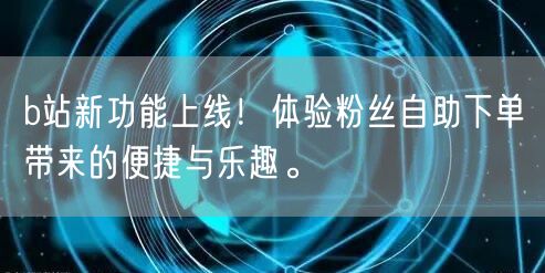 b站新功能上线！体验粉丝自助下单带来的便捷与乐趣。