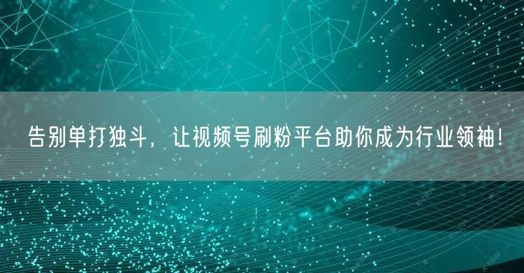 告别单打独斗，让视频号刷粉平台助你成为行业领袖！