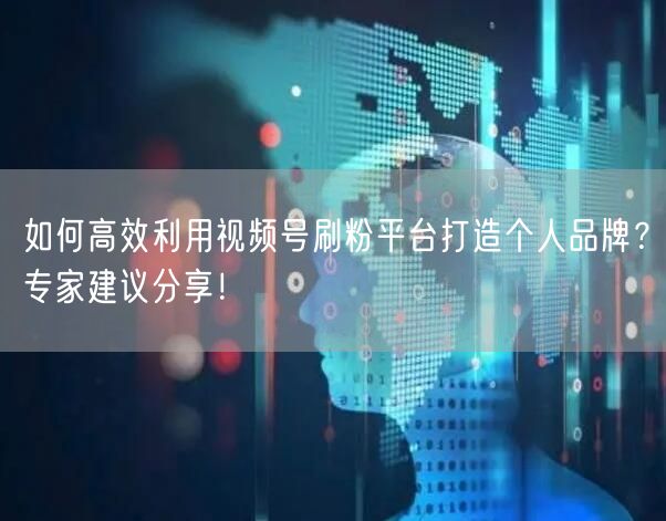 如何高效利用视频号刷粉平台打造个人品牌？专家建议分享！