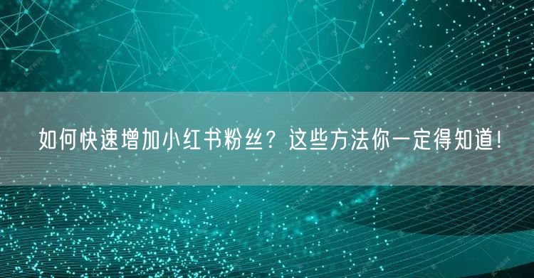 如何快速增加小红书粉丝？这些方法你一定得知道！