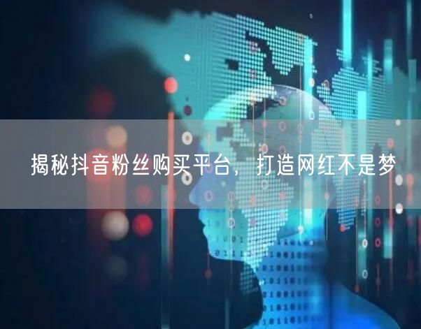 揭秘抖音粉丝购买平台，打造网红不是梦