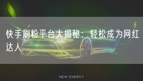 快手刷粉平台大揭秘：轻松成为网红达人