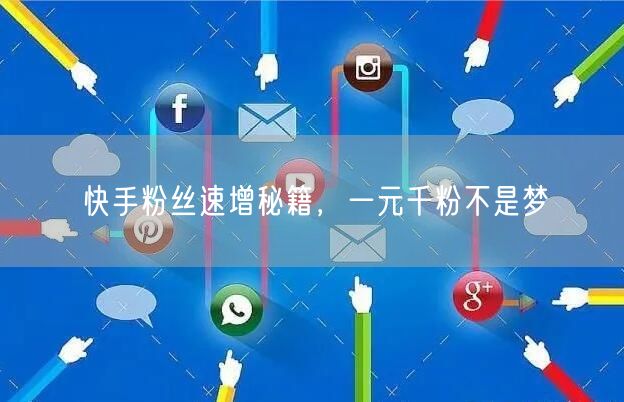 快手粉丝速增秘籍，一元千粉不是梦