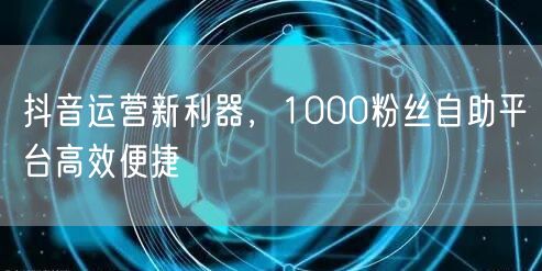 抖音运营新利器，1000粉丝自助平台高效便捷