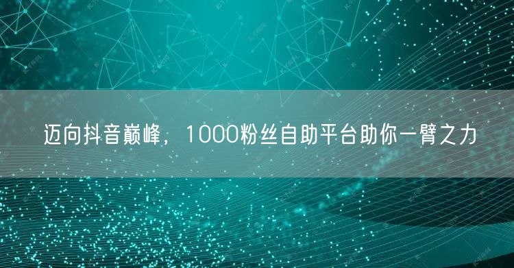 迈向抖音巅峰，1000粉丝自助平台助你一臂之力