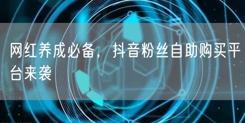 网红养成必备，抖音粉丝自助购买平台来袭