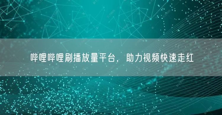 哔哩哔哩刷播放量平台，助力视频快速走红