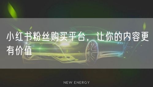 小红书粉丝购买平台，让你的内容更有价值