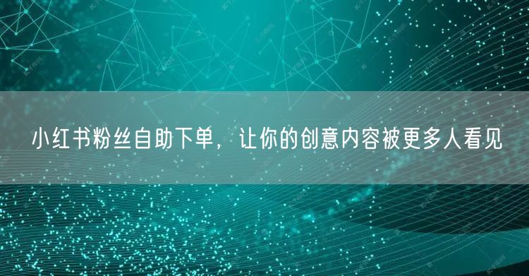 小红书粉丝自助下单，让你的创意内容被更多人看见