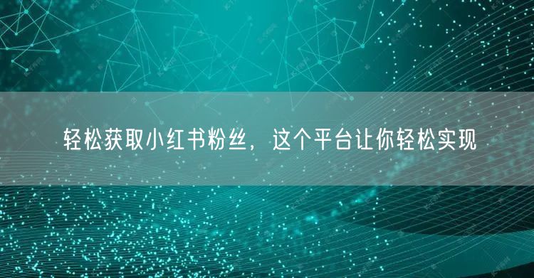 轻松获取小红书粉丝，这个平台让你轻松实现