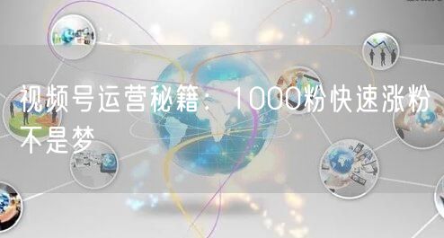 视频号运营秘籍：1000粉快速涨粉不是梦