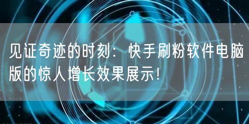 见证奇迹的时刻：快手刷粉软件电脑版的惊人增长效果展示！