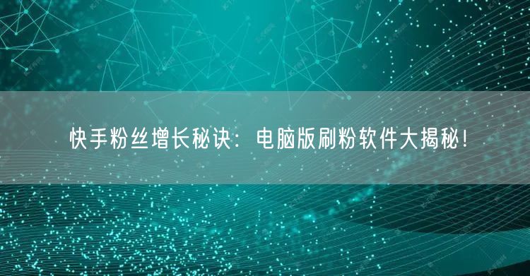 快手粉丝增长秘诀：电脑版刷粉软件大揭秘！