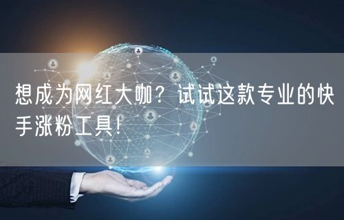 想成为网红大咖？试试这款专业的快手涨粉工具！
