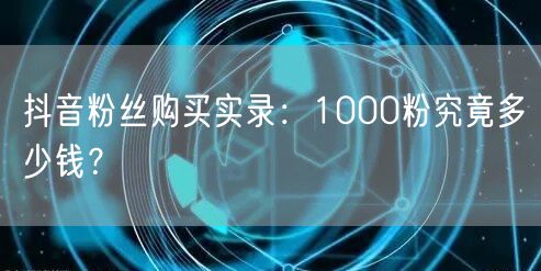 抖音粉丝购买实录：1000粉究竟多少钱？